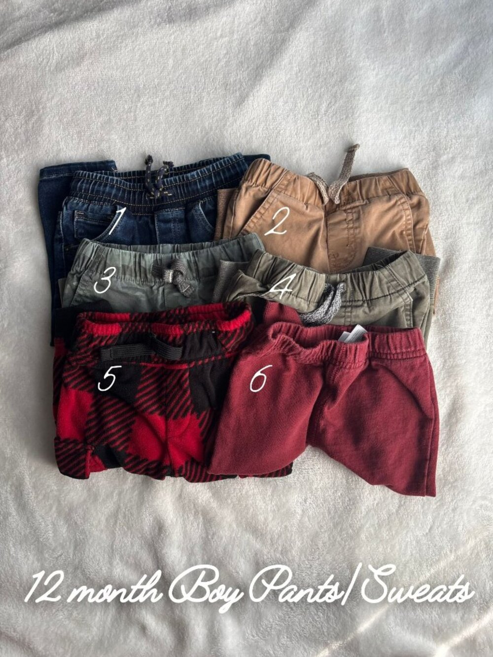 12M Baby Boy Pants Bundle 6 Piece Cat & Jack Sweatpants Lot